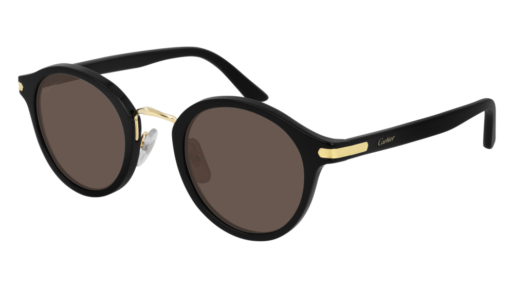 Cartier Sunglass Man Black Black Brown CT0145S 001 Global Eyes