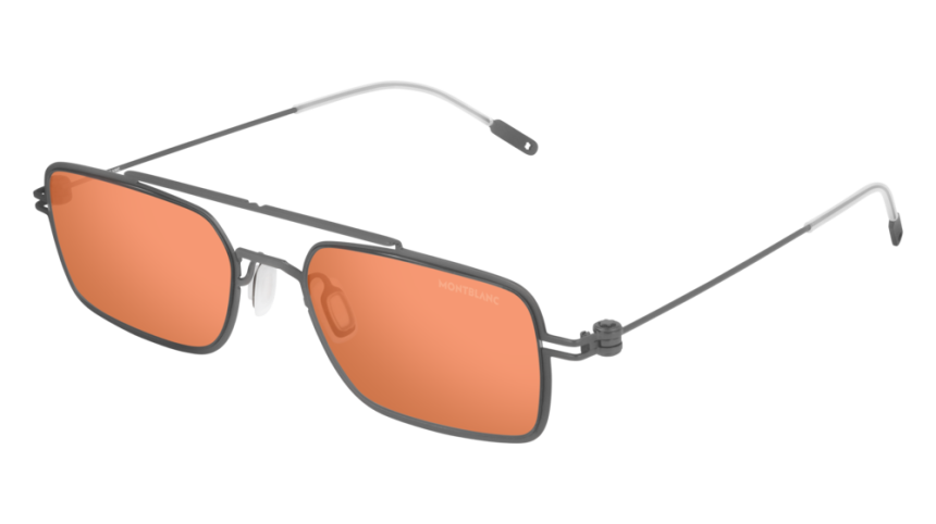 Montblanc Sunglass Man Ruthenium Ruthenium Orange Sunglasses Mb0051s 002 Global Eyes 